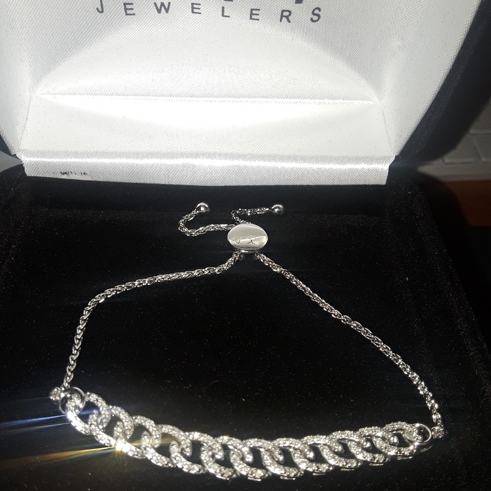 DIAMOND LINK BOLO 1/5 CT ROUND-CUT STERLING SILVER